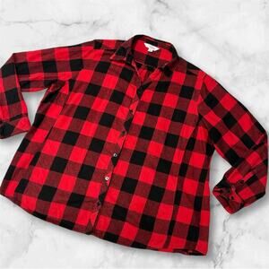 Great Northwest Indigo Women’s Plus Buffalo Plaid Flannel Button Up Size 1X